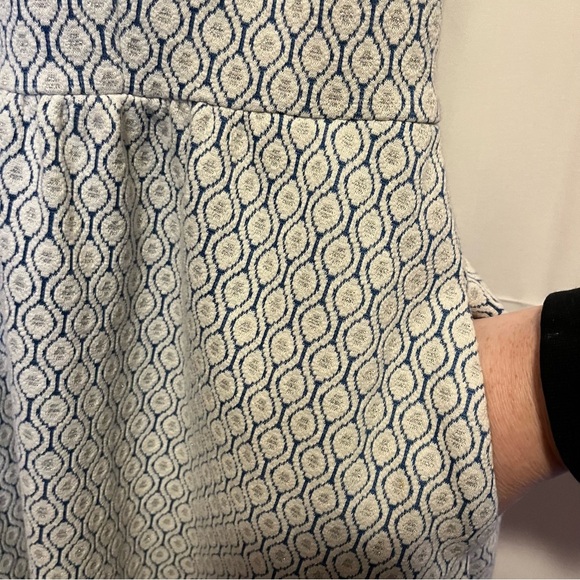 ModCloth XL Fit & Flare Dress Nautical Preppy Silver Sparkle, Deep Pockets 50s - Picture 7 of 10